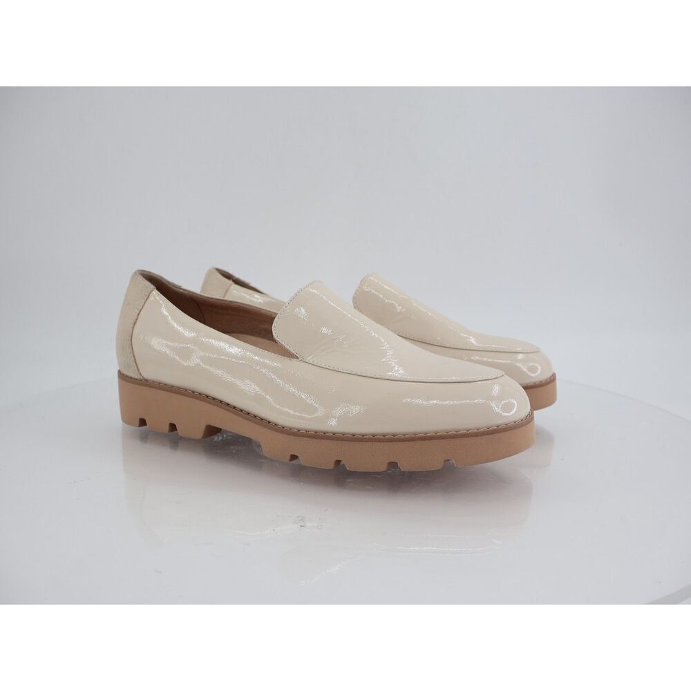 Vionic Shoes Kensley Women 9.5 Wide Ivory Patent Leather Comfort Loafer Chunky